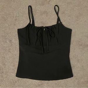 Abercrombie & Fitch Black Tie Front Ruched Bust Cropped Cami Top